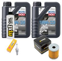 Kit d'inspection 2L 10W-30 + filtre à huile + 1x bougie d'allumage pour Suzuki AN Burgman 400 ccm Année 1998 - 2003