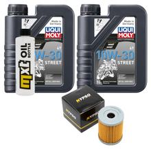 Kit d'inspection 2L 10W-30 + filtre à huile + 1x bougie d'allumage pour Suzuki AN Burgman 400 ccm Année 1998 - 2003