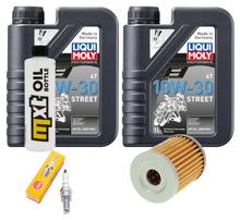 Inspektionspaket 2L 10W-30 + Ölfilter + 1x Zündkerze für Suzuki AN Burgman 400 ccm Bj. 1998 - 2003