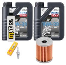 Kit d'inspection 2L 10W-30 + filtre à huile + 1x bougie d'allumage pour Suzuki AN Burgman 400 ccm Année 1998 - 2003