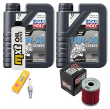 Inspektionspaket 2L 10W-30 + Ölfilter + 1x Zündkerze für Suzuki AN Burgman 400 ccm Bj. 1998 - 2003