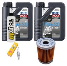 Kit d'inspection 2L 10W-30 + filtre à huile + 1x bougie d'allumage pour Suzuki AN Burgman 400 ccm Année 1998 - 2003