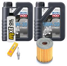 Kit d'inspection 2L 10W-30 + filtre à huile + 1x bougie d'allumage pour Suzuki AN Burgman 400 ccm Année 1998 - 2003