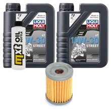 Kit d'inspection 2L 10W-30 + filtre à huile + 1x bougie d'allumage pour Suzuki AN Burgman 400 ccm Année 1998 - 2003