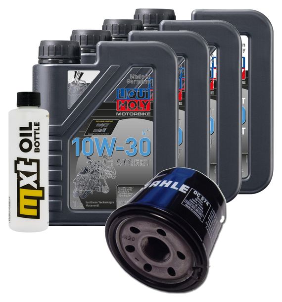 Inspektionspaket 4L 10W-30 + Ölfilter + 1x Zündkerze für Suzuki AN Burgman 650 ccm Bj. 2002