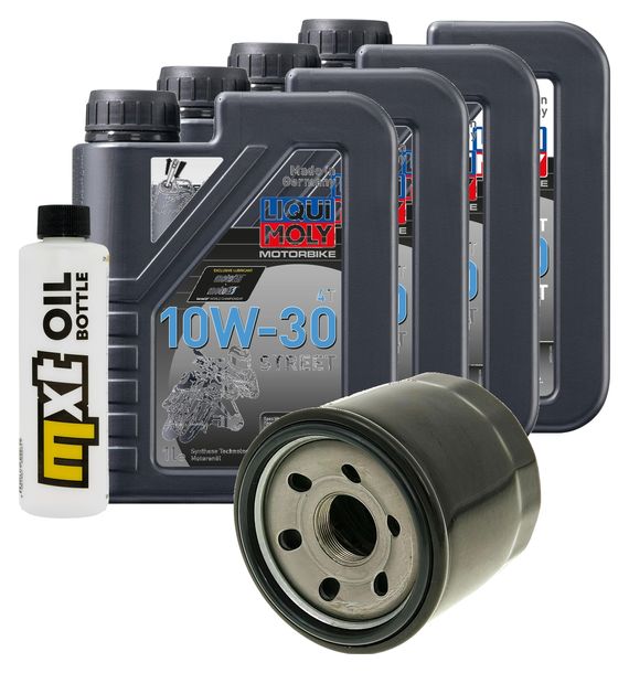 Inspektionspaket 4L 10W-30 + Ölfilter + 1x Zündkerze für Suzuki AN Burgman 650 ccm Bj. 2002