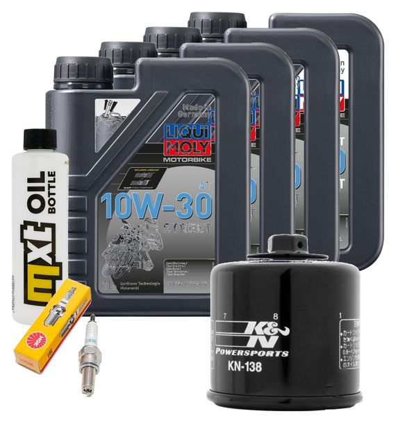 Kit d'inspection 4L 10W-30 + filtre à huile + 1x bougie pour Suzuki AN Burgman 650 ccm Année 2002
