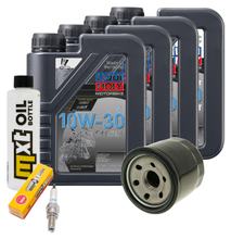 Kit d'inspection 4L 10W-30 + filtre à huile + 1x bougie pour Suzuki AN Burgman 650 ccm Année 2002