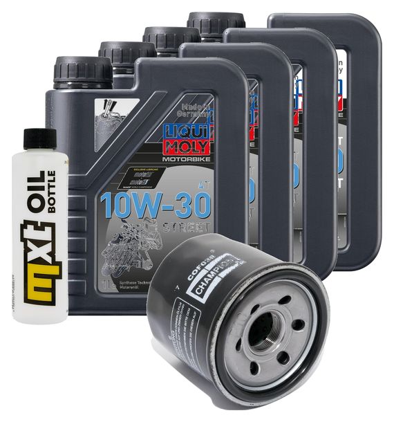 Inspektionspaket 4L 10W-30 + Ölfilter + 1x Zündkerze für Suzuki AN Burgman 650 ccm Bj. 2004