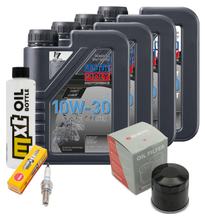 Kit d'inspection 4L 10W-30 + filtre à huile + 1x bougie pour Suzuki AN Burgman 650 ccm Année 2004