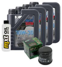 Kit d'inspection 4L 10W-30 + filtre à huile + 1x bougie pour Suzuki AN Burgman 650 ccm Année 2004