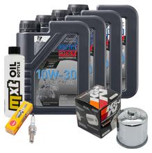 Kit d'inspection 4L 10W-30 + filtre à huile + 1x bougie pour Suzuki AN Burgman 650 ccm Année 2004