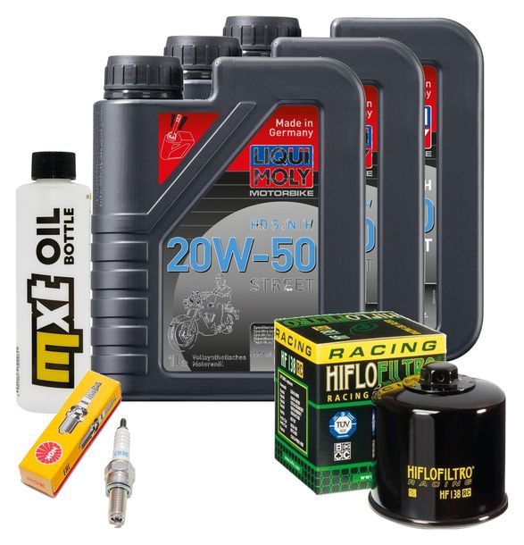 Inspektionspaket 3L 20W-50 + Ölfilter + 1x Zündkerze für Suzuki AN Burgman 650 ccm Bj. 2006
