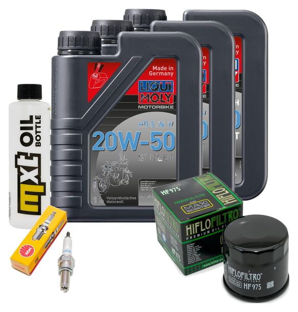 Inspektionspaket 3L 20W-50 + Ölfilter + 1x Zündkerze für Suzuki AN Burgman 650 ccm Bj. 2006