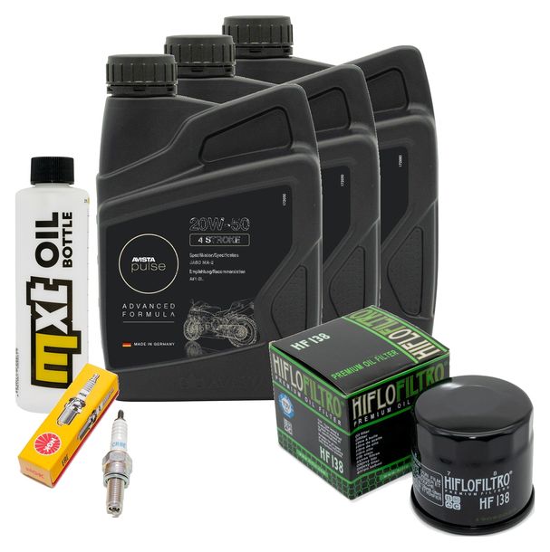 Inspektionspaket 3L 20W-50 + Ölfilter + 1x Zündkerze für Suzuki AN Burgman 650 ccm Bj. 2006