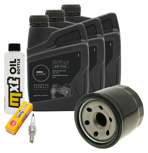 Inspektionspaket 3L 20W-50 + Ölfilter + 1x Zündkerze für Suzuki AN Burgman 650 ccm Bj. 2006
