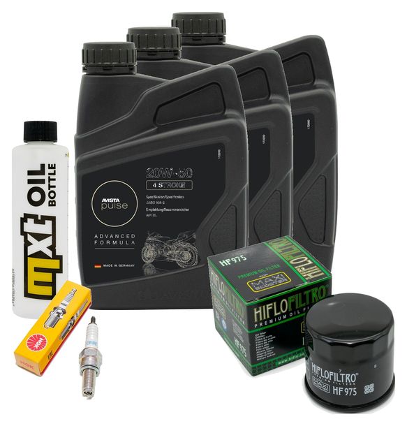 Inspektionspaket 3L 20W-50 + Ölfilter + 1x Zündkerze für Suzuki AN Burgman 650 ccm Bj. 2006