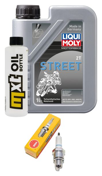 Inspektionspaket 1L 2-Takt-Öl + 1x Zündkerze für SYM Jet 100 ccm