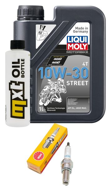 Inspektionspaket 1L 10W-30 + Ölfilter + 1x Zündkerze für SYM HD 2, Honda CBR R 125 ccm Bj. 2004 - 2019