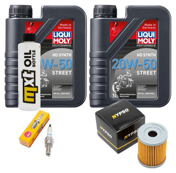Paquete de inspección 2L 20W-50 + filtro de aceite + 1x bujía para SYM Maxsym i 400 ccm