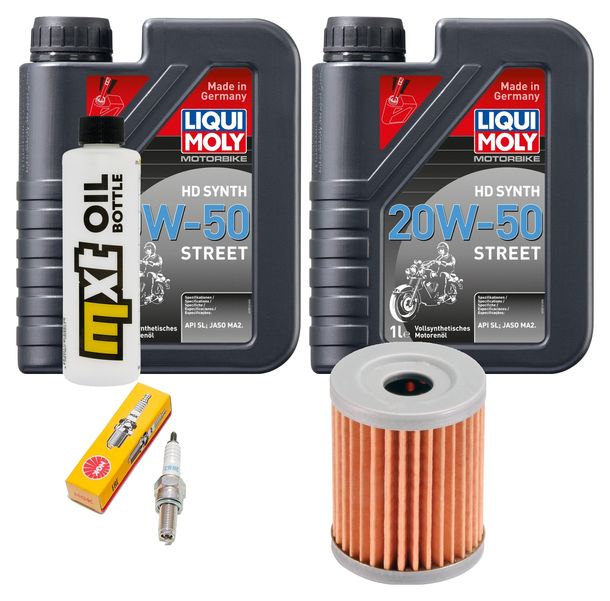 Inspektionspaket 2L 20W-50 + Ölfilter + 1x Zündkerze für SYM Maxsym i 400 ccm