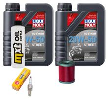 Pacote de Inspeção 2L 20W-50 + Filtro de Óleo + 1x Vela de Ignição para SYM Maxsym i 400 ccm
