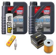 Pacote de Inspeção 2L 20W-50 + Filtro de Óleo + 1x Vela de Ignição para SYM Maxsym i 400 ccm
