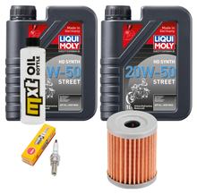 Pacote de Inspeção 2L 20W-50 + Filtro de Óleo + 1x Vela de Ignição para SYM Maxsym i 400 ccm
