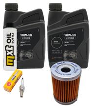 Pacote de Inspeção 2L 20W-50 + Filtro de Óleo + 1x Vela de Ignição para SYM Maxsym i 400 ccm