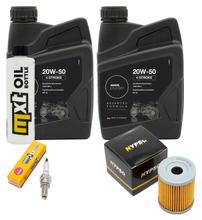 Pacote de Inspeção 2L 20W-50 + Filtro de Óleo + 1x Vela de Ignição para SYM Maxsym i 400 ccm