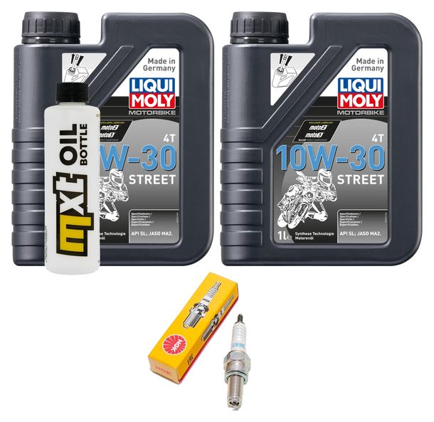 Inspektionspaket 2L 10W-30 + Ölfilter + 1x Zündkerze für Yamaha YP Majesty, Honda CBR R 125 ccm Bj. 1998 - 2010