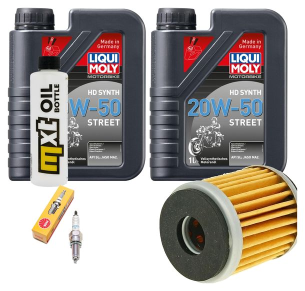 Inspektionspaket 2L 20W-50 + Ölfilter + 1x Zündkerze für Yamaha VP X-City YP X-Max 125 ccm Bj. 2008 - 2010
