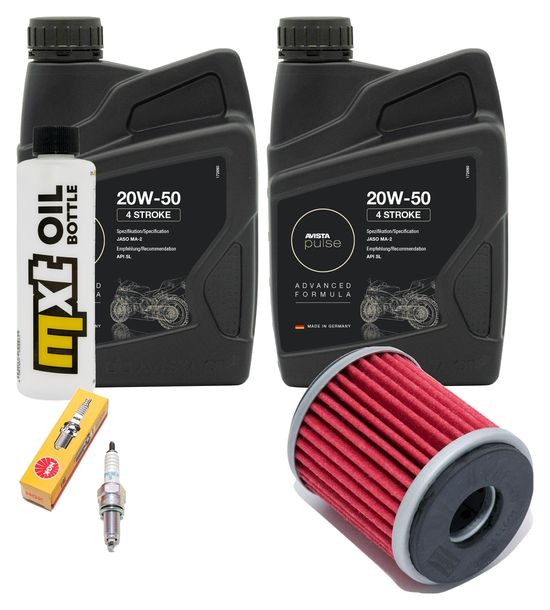 Inspektionspaket 2L 20W-50 + Ölfilter + 1x Zündkerze für Yamaha VP X-City YP X-Max 125 ccm Bj. 2008 - 2010