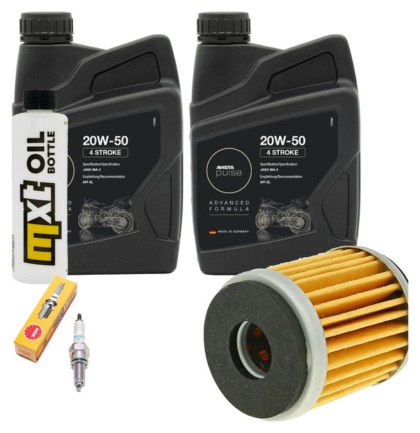 Inspektionspaket 2L 20W-50 + Ölfilter + 1x Zündkerze für Yamaha VP X-City YP X-Max 125 ccm Bj. 2008 - 2010
