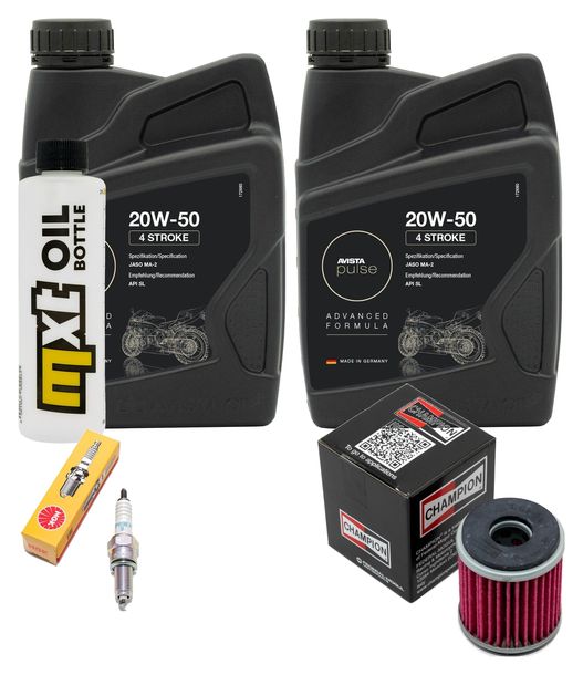 Inspektionspaket 2L 20W-50 + Ölfilter + 1x Zündkerze für Yamaha VP X-City YP X-Max 125 ccm Bj. 2008 - 2010