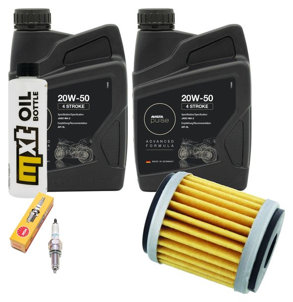 Inspektionspaket 2L 20W-50 + Ölfilter + 1x Zündkerze für Yamaha VP X-City YP X-Max 125 ccm Bj. 2008 - 2010