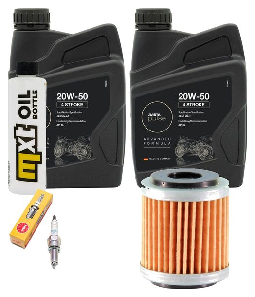 Inspektionspaket 2L 20W-50 + Ölfilter + 1x Zündkerze für Yamaha VP X-City YP X-Max 125 ccm Bj. 2008 - 2010