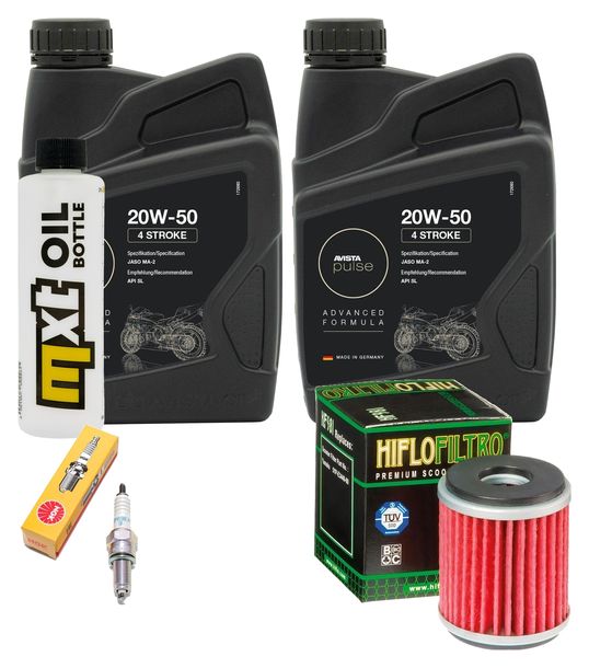 Inspektionspaket 2L 20W-50 + Ölfilter + 1x Zündkerze für Yamaha VP X-City YP X-Max 125 ccm Bj. 2008 - 2010