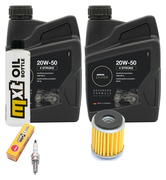 Inspektionspaket 2L 20W-50 + Ölfilter + 1x Zündkerze für Yamaha VP X-City YP X-Max 125 ccm Bj. 2008 - 2010