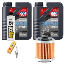 Kit d'inspection 2L 20W-50 + filtre à huile + 1x bougie pour Yamaha VP X-City YP X-Max 125 ccm Année 2008 - 2010