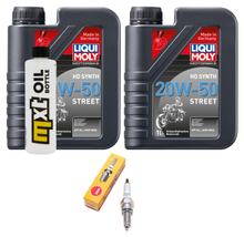 Pacote de Inspeção 2L 20W-50 + Filtro de Óleo + 1x Vela de Ignição para Yamaha VP X-City YP X-Max 125 ccm Ano. 2008 - 2010