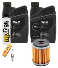 Pacote de Inspeção 2L 20W-50 + Filtro de Óleo + 1x Vela de Ignição para Yamaha VP X-City YP X-Max 125 ccm Ano. 2008 - 2010