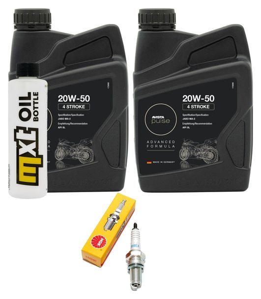 Inspectiepakket 2L 20W-50 + Oliefilter + 1x Bougie voor Yamaha VP Versity YP X-Max Majesty 250 / 300 ccm Bj. 2000 - 2008