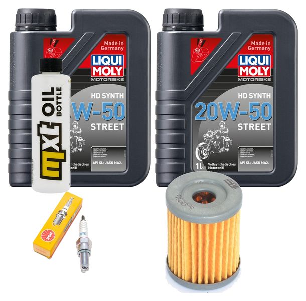 Inspektionspaket 2L 20W-50 + Ölfilter + 1x Zündkerze für Yamaha YP Majesty 400 ccm Bj. 2009