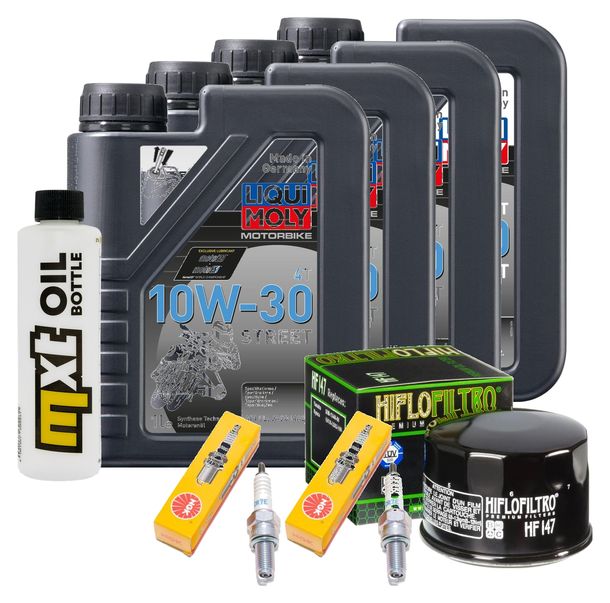 Kit d'inspection 4L 10W-30 + filtre à huile + 2 bougies pour Yamaha XP T-Max 500 ccm Année 2000 - 2004