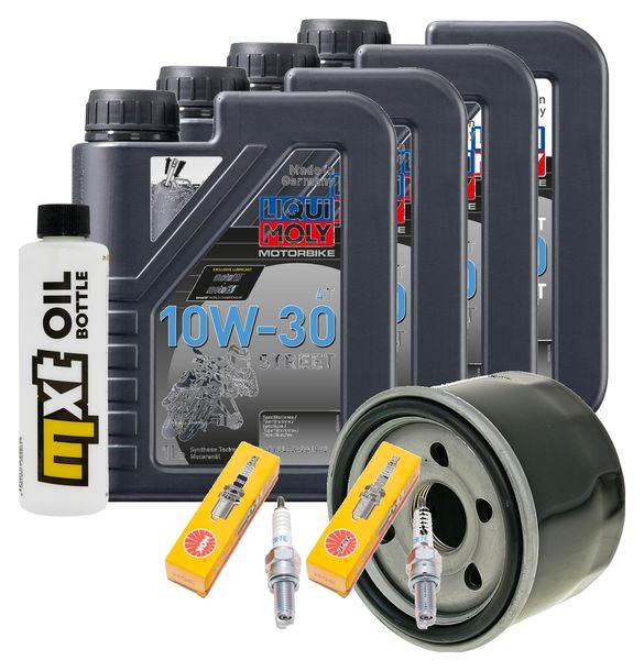 Inspektionspaket 4L 10W-30 + Ölfilter + 2x Zündkerze für Yamaha XP T-Max 500 ccm Bj. 2000 - 2004