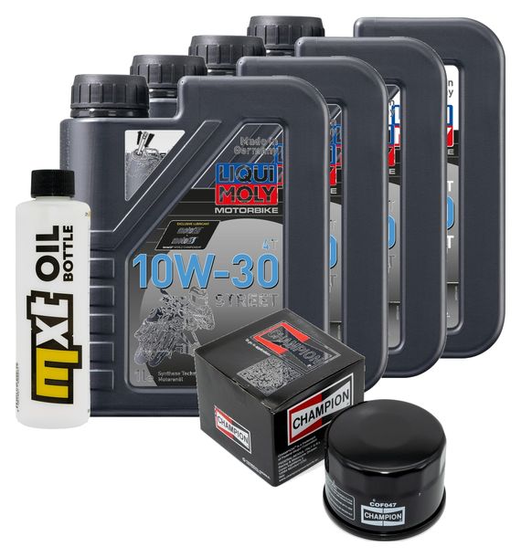 Pacchetto di ispezione 4L 10W-30 + filtro olio + 2x candela per Yamaha XP T-Max 500 ccm Anno 2000 - 2004