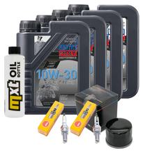 Pacchetto di ispezione 4L 10W-30 + filtro olio + 2x candela per Yamaha XP T-Max 500 ccm Anno 2000 - 2004