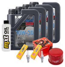 Pacchetto di ispezione 4L 10W-30 + filtro olio + 2x candela per Yamaha XP T-Max 500 ccm Anno 2000 - 2004