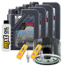 Pacchetto di ispezione 4L 10W-30 + filtro olio + 2x candela per Yamaha XP T-Max 500 ccm Anno 2000 - 2004